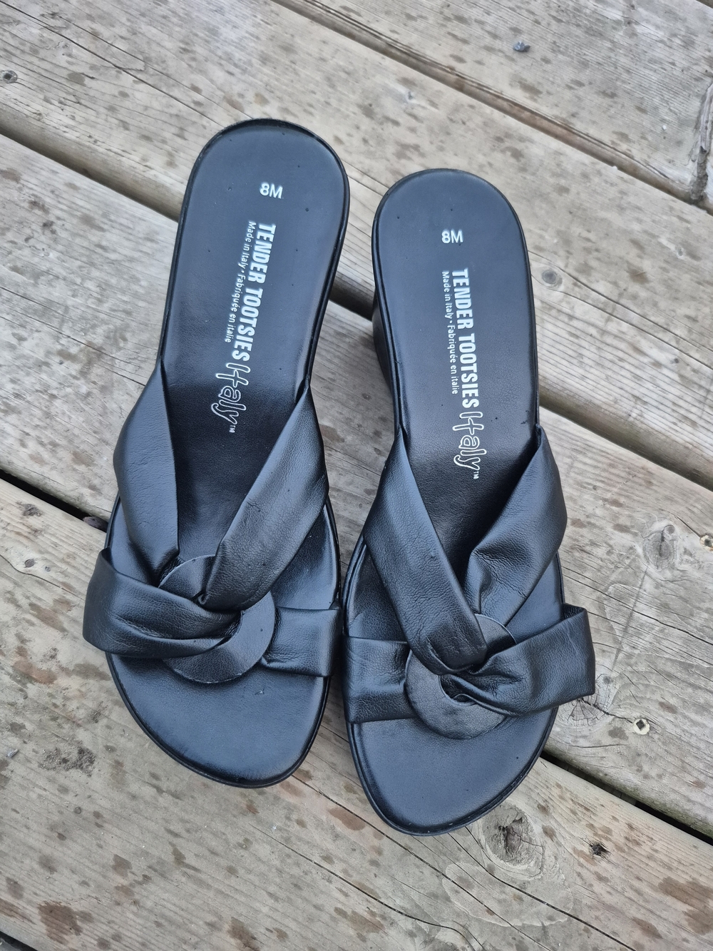 Tender Tootsies Haley Black Knotted Slide Mules - Women's 8M
